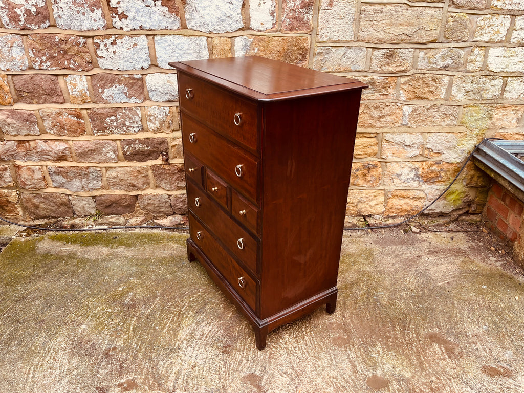 Georgian Style Mahogany Chest of Drawers – Vintage Tallboy Storage Chest with Ring Handles