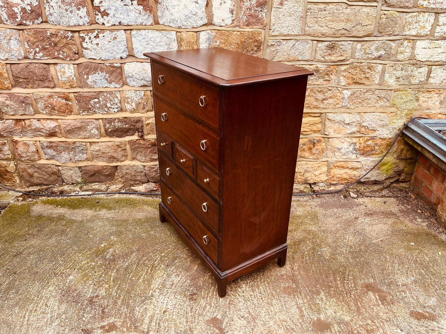 Georgian Style Mahogany Chest of Drawers – Vintage Tallboy Storage Chest with Ring Handles
