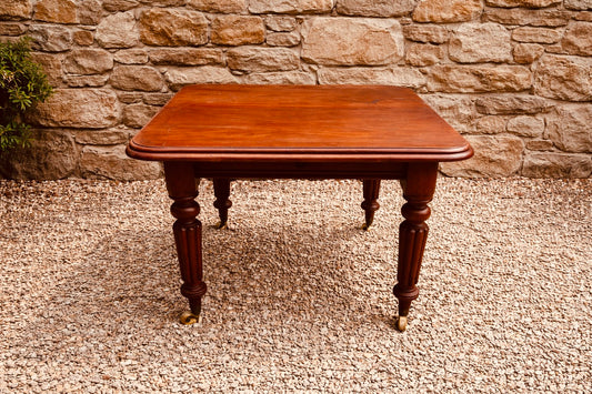 Antique Victorian Oak Dining Table – Early 20th Century Turned Leg Farmhouse Table