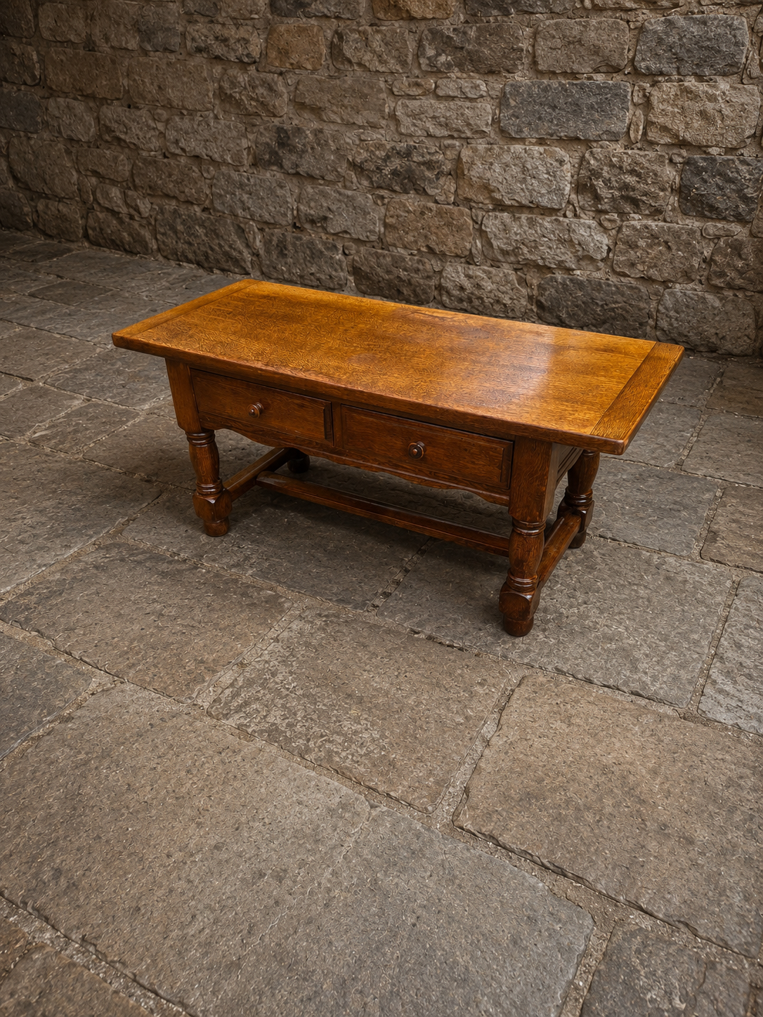 Oak Coffee Table with Drawers | Traditional Country House Coffee Table | Rustic Oak Centre Table