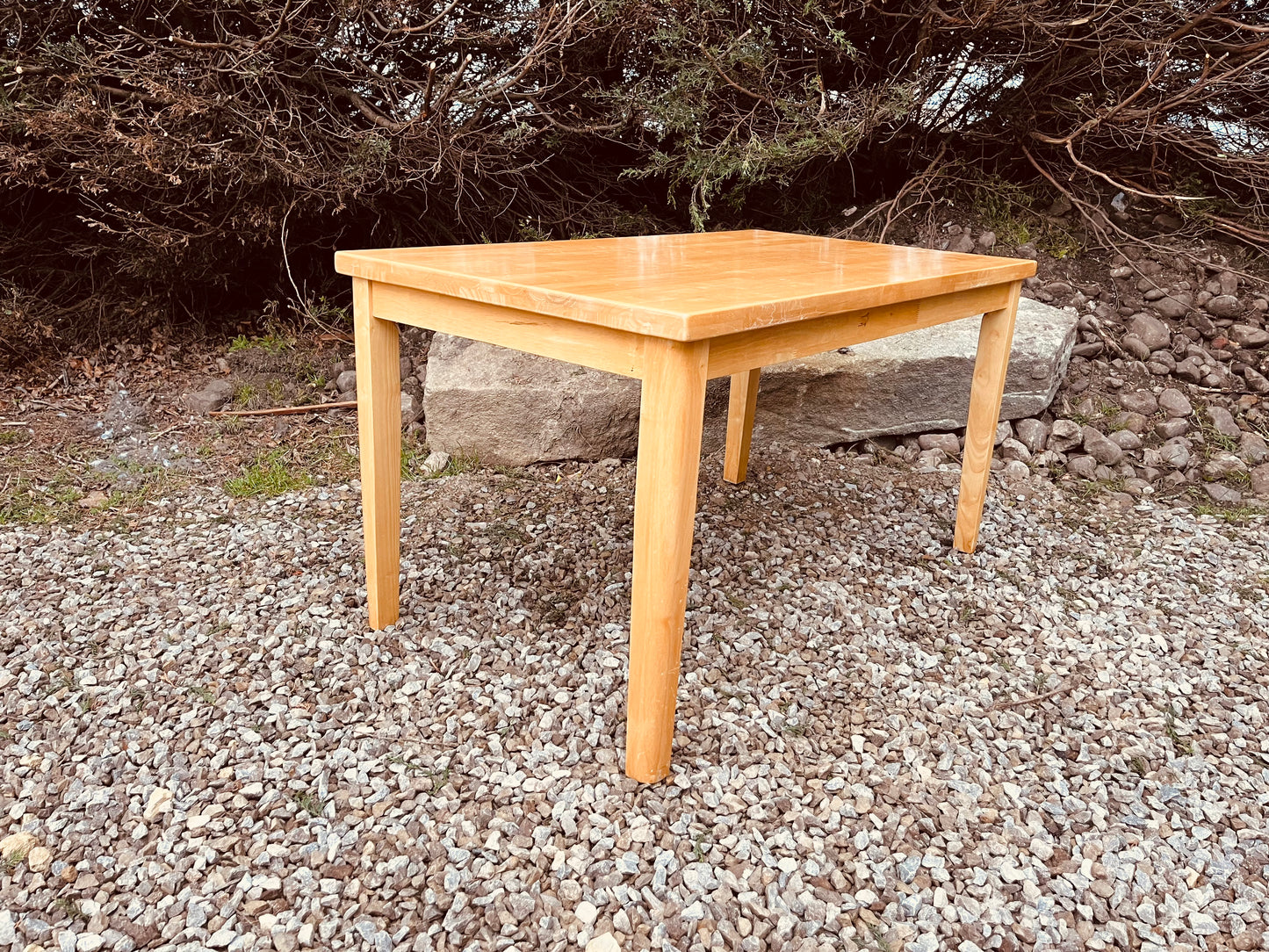 Solid Wood Farmhouse Dining Table – Natural Rustic Kitchen Table