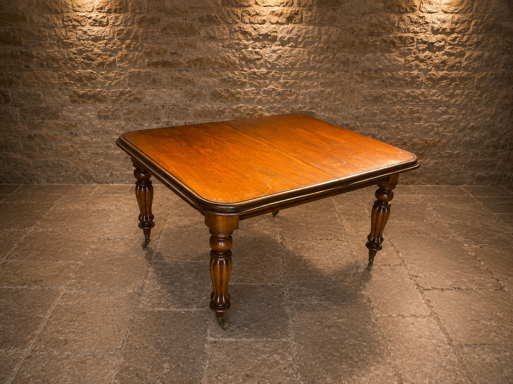 Victorian Walnut Extending Dining Table with Original Castors | Antique 19th Century Dining Table