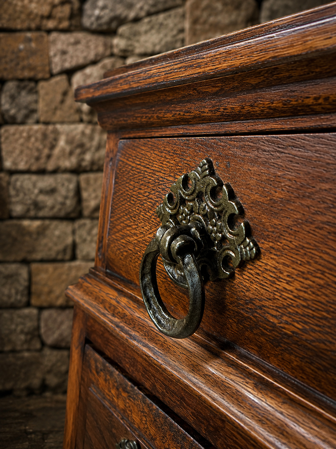 1930s Jacobean Revival Solid Oak Pedestal Desk