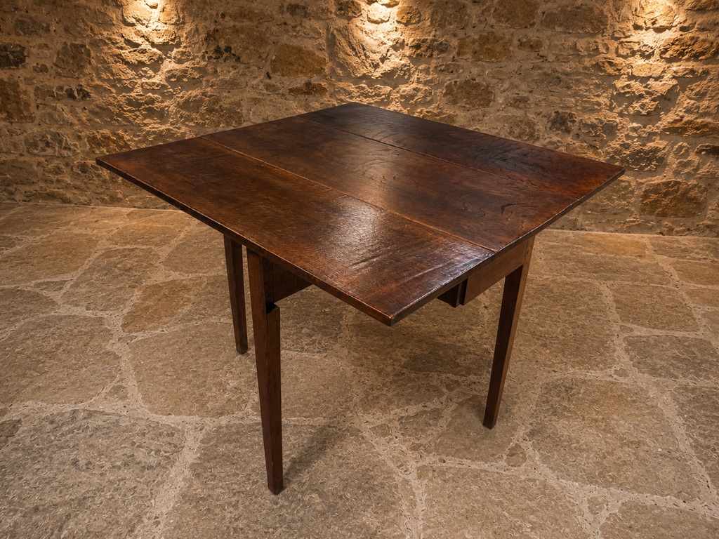 Antique Solid Oak Gateleg Drop Leaf Dining Table | English Farmhouse Kitchen Table