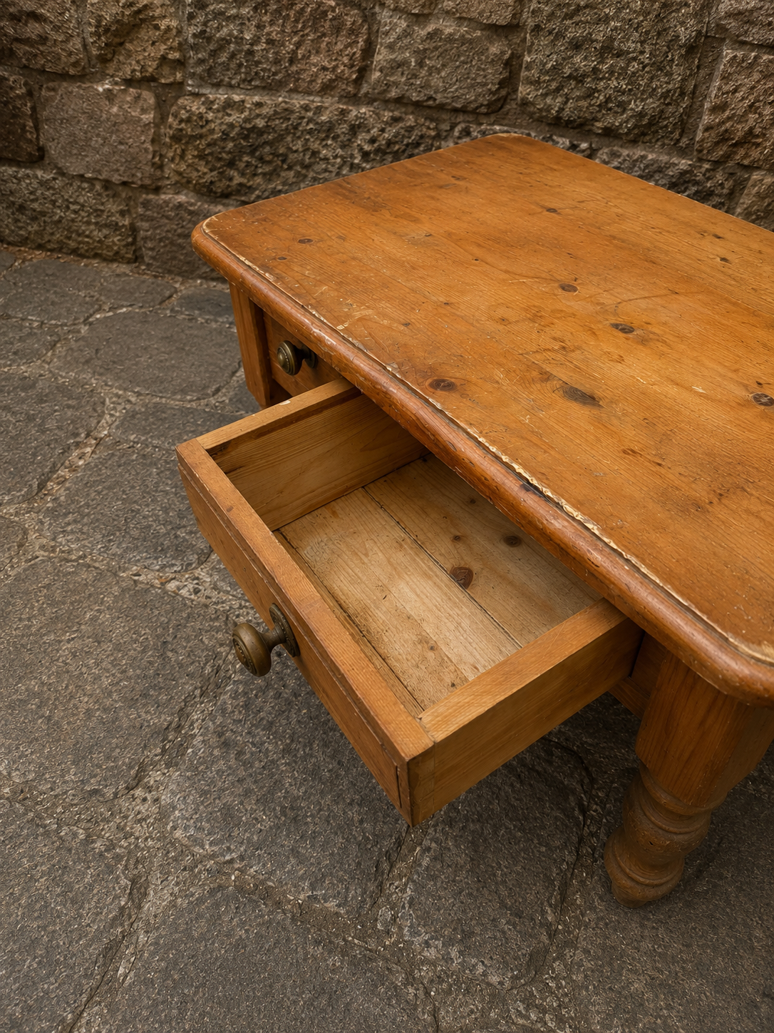 Victorian Pine Coffee Table with Two Drawers