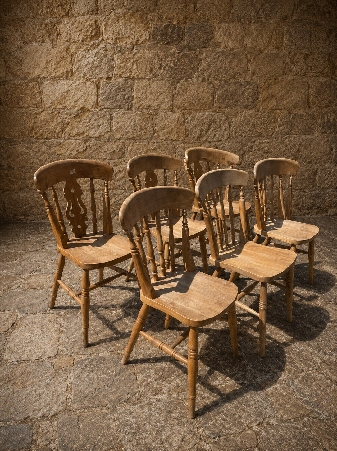 Vintage Set of 6 Farmhouse Dining Chairs