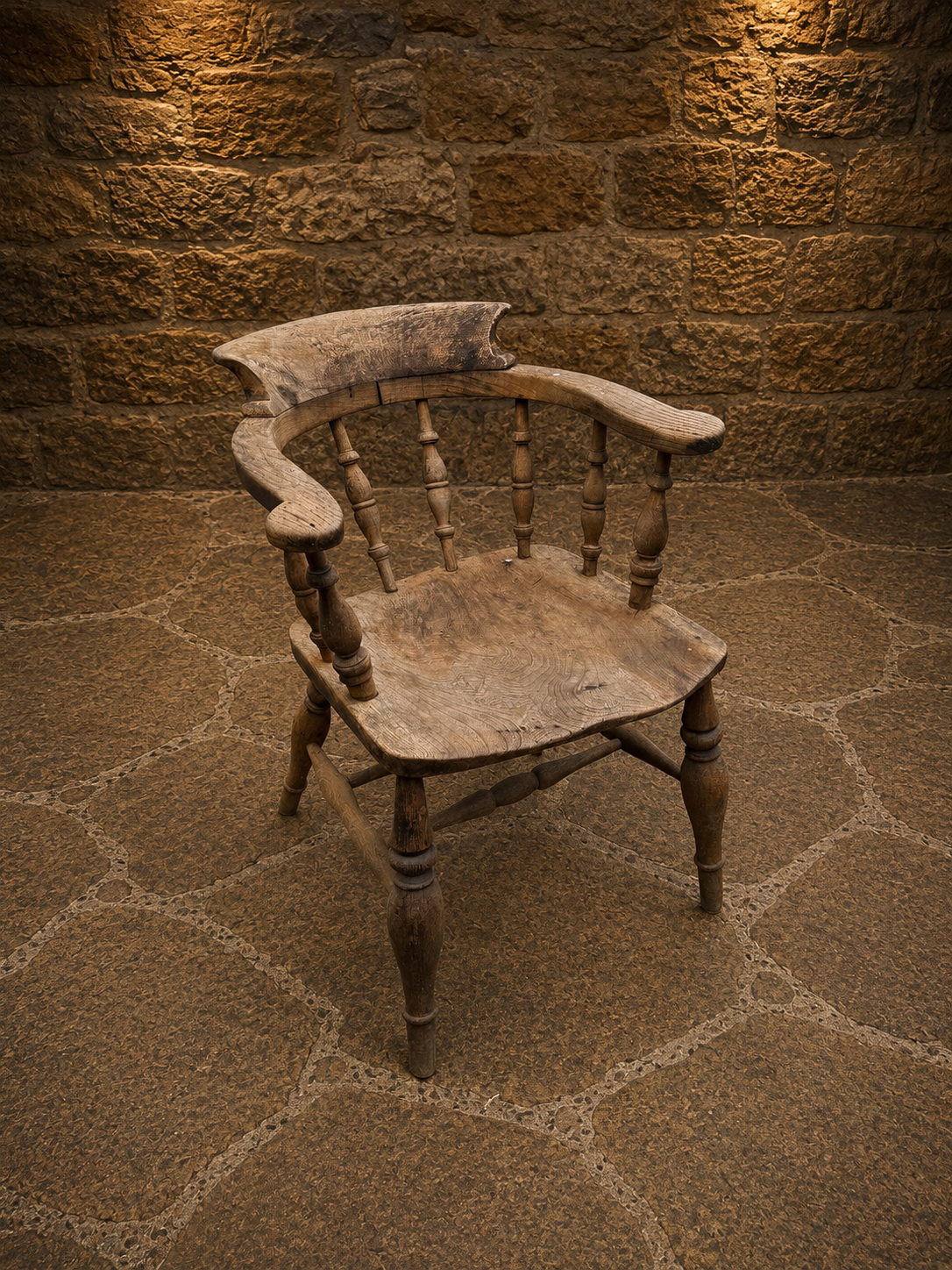 Antique Primitive Elm & Ash Smoker’s Bow Chair | English Country Captain’s Chair | Circa 1820–1860