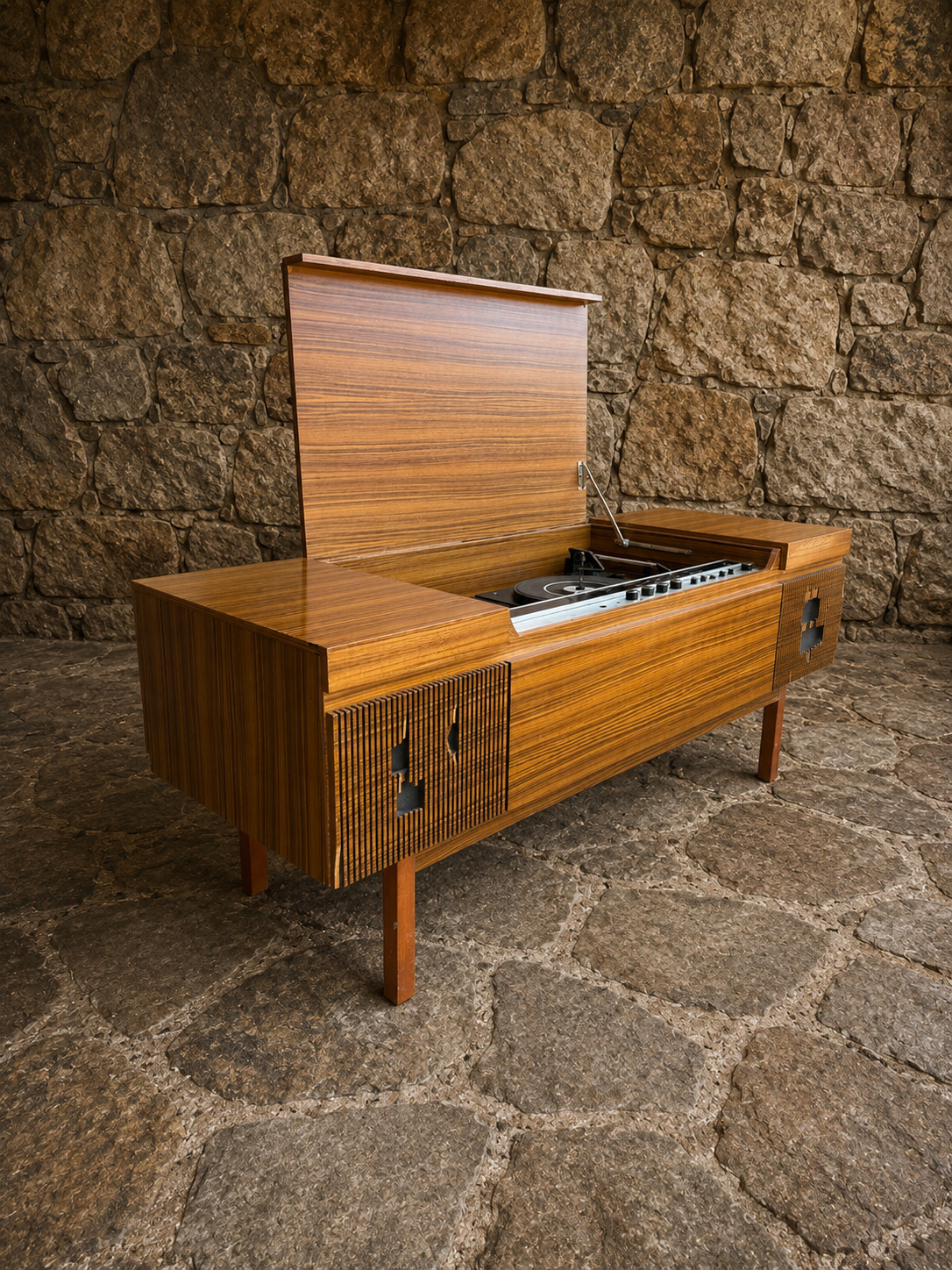 Mid Century Modern Radiogram Record Player Cabinet c.1970