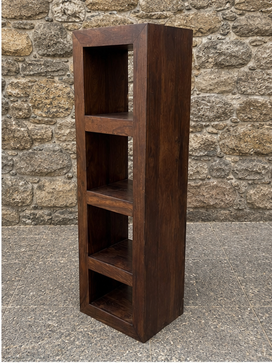 Solid Sheesham Wood Shelving Unit | Modern Rustic Indian Rosewood Bookcase