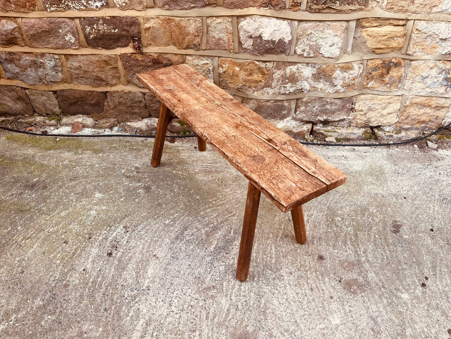 Rustic Reclaimed Wood Farmhouse Bench – Vintage Country Wooden Bench