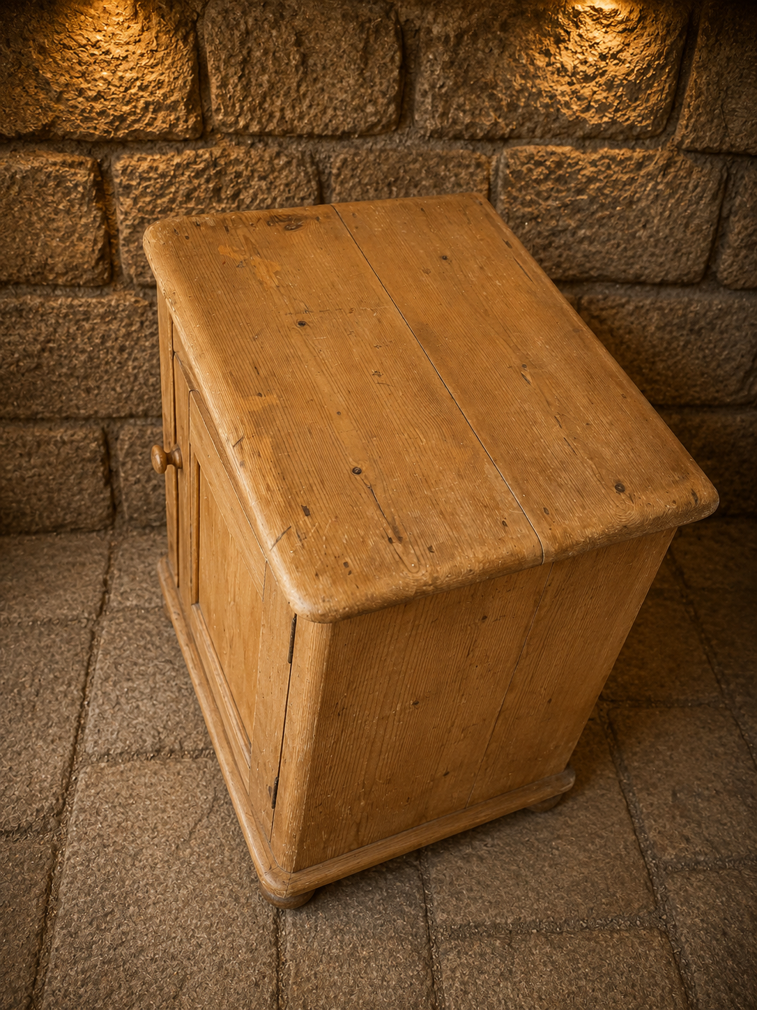 Antique Victorian Pine Bedside Cupboard | Rustic Edwardian Pot Cupboard | Solid Pine Bedside Cabinet