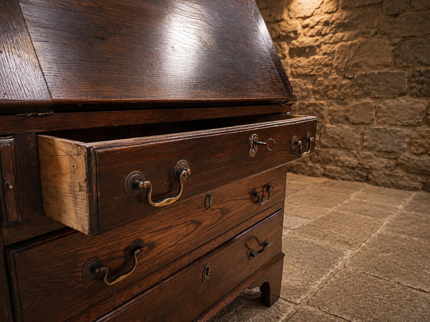 Antique Georgian Oak Bureau | Solid Oak Fall Front Writing Desk | Georgian Bureau Desk | Country House Furniture | Circa 1780–1820