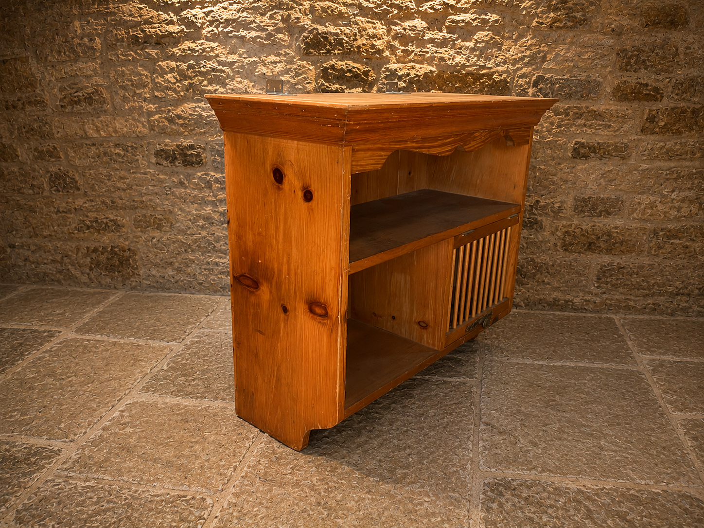 Edwardian Solid Pine Music Cabinet | Antique Record Cabinet | Rustic Storage Cupboard | Circa 1900–1920