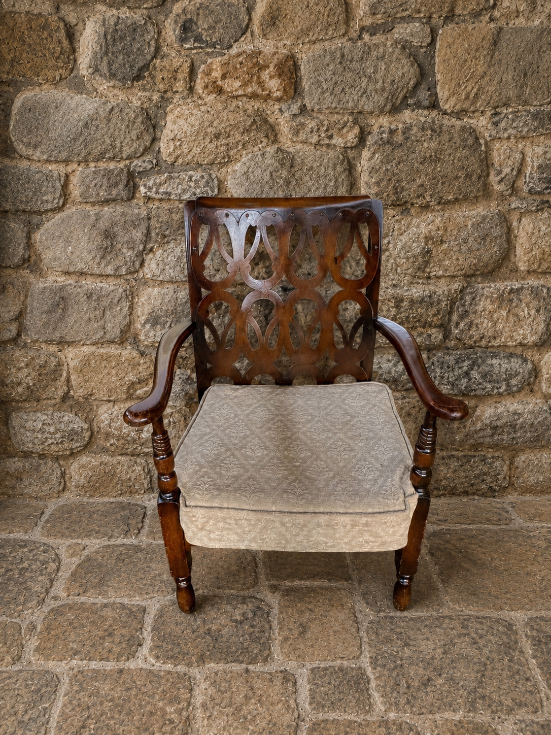 Antique Edwardian Mahogany Pierced Back Armchair c1910
