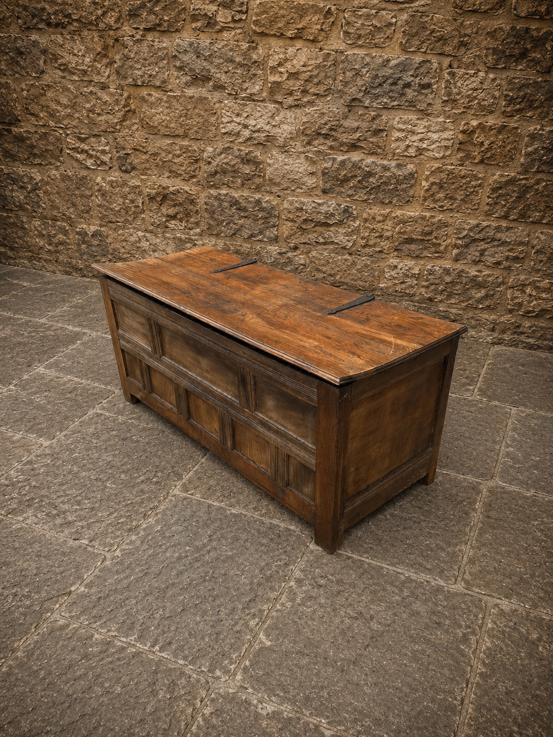 Vintage Oak Jacobean Revival Blanket Chest