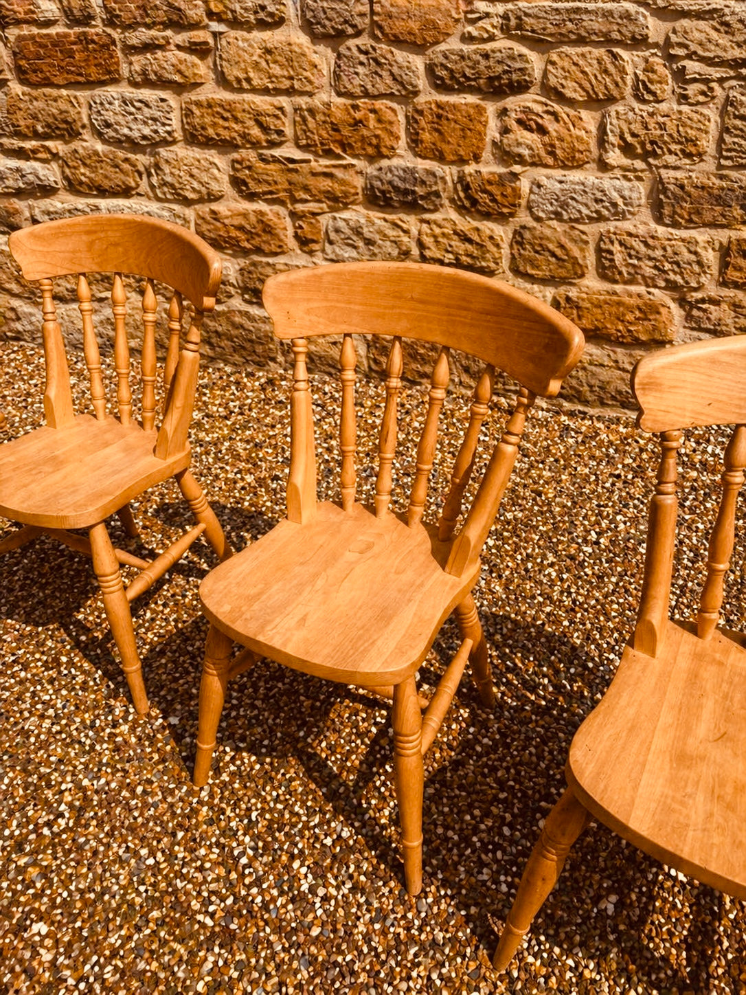 Set of 4 Vintage Elm & Beech Farmhouse Dining Chairs, Spindle Back Kitchen Chairs 1960s–1970s