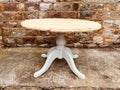 Mid-20th Century Round Solid Wood Pedestal Table | Hand-Painted Base & Natural Top