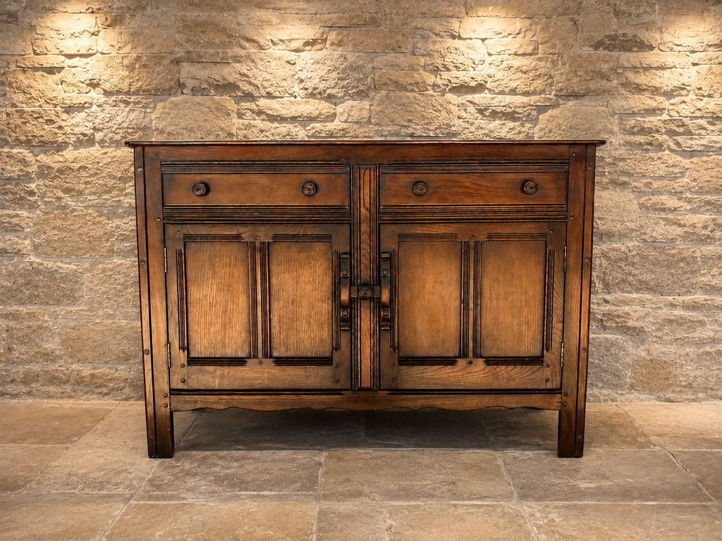 Antique Edwardian Arts & Crafts Oak Sideboard – c.1900–1920