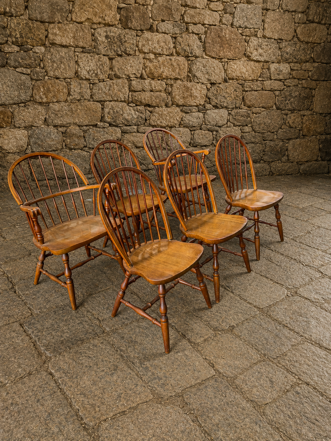 Set of 6 Vintage Windsor Farmhouse Dining Chairs