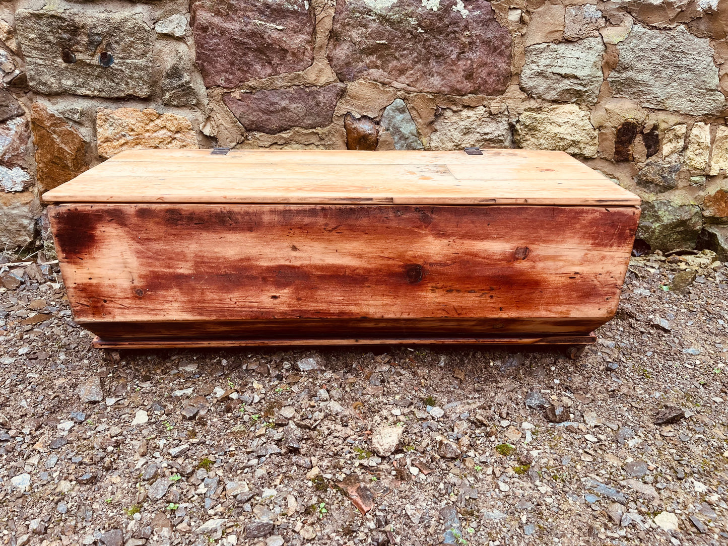 Vintage Rustic Wooden Storage Trunk (c.1920–1940)