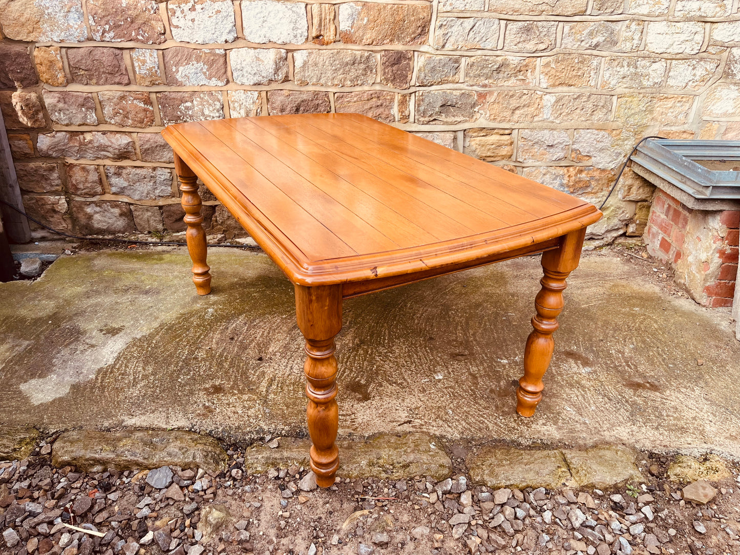 Vintage Farmhouse Dining Table with Turned Legs