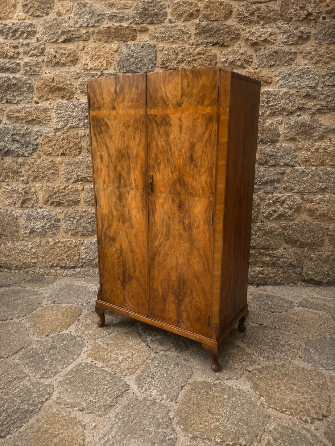 Antique Art Deco Walnut Wardrobe c1930