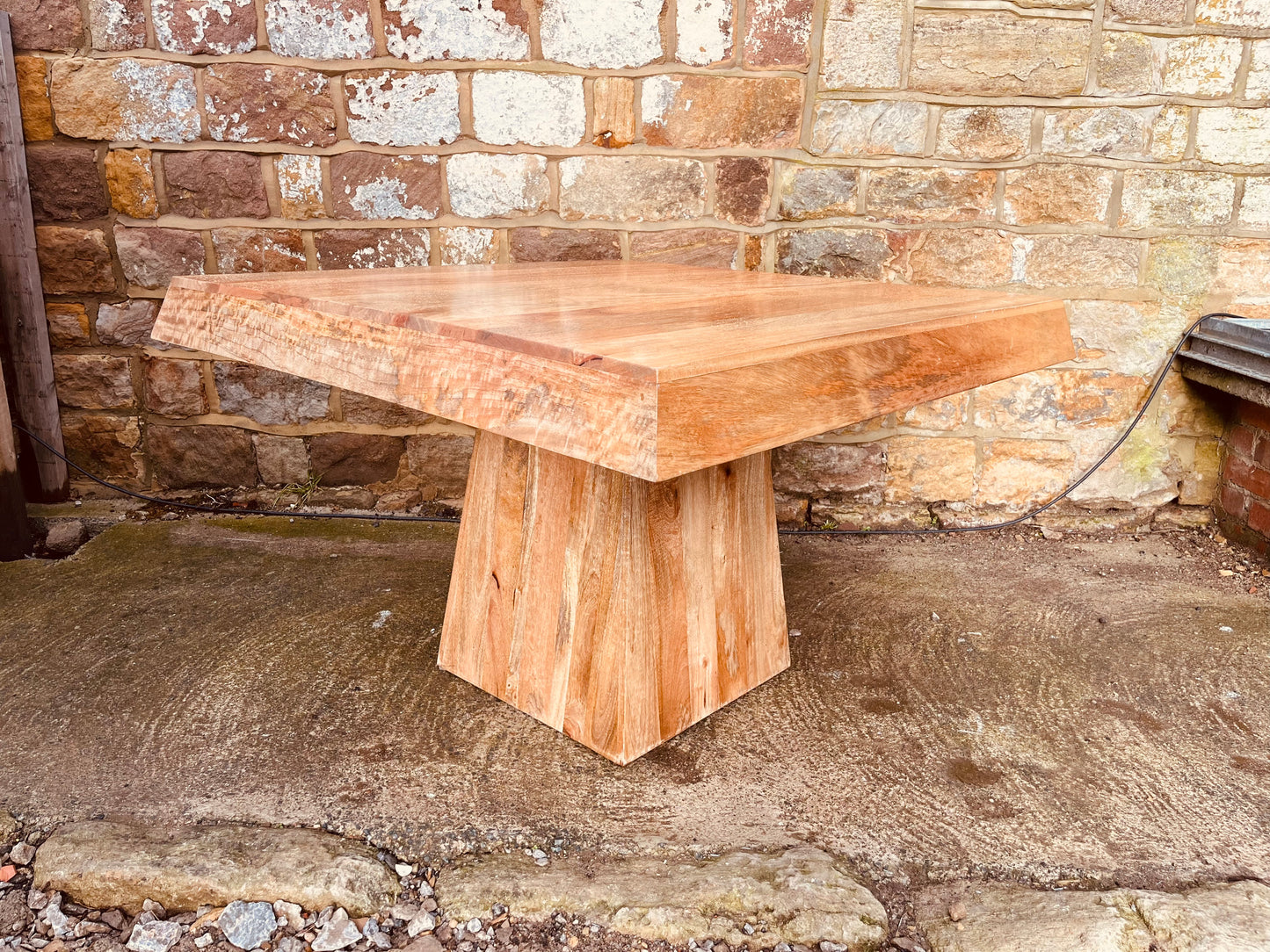 Solid Wood Pedestal Table | Handcrafted Sculptural Statement Table