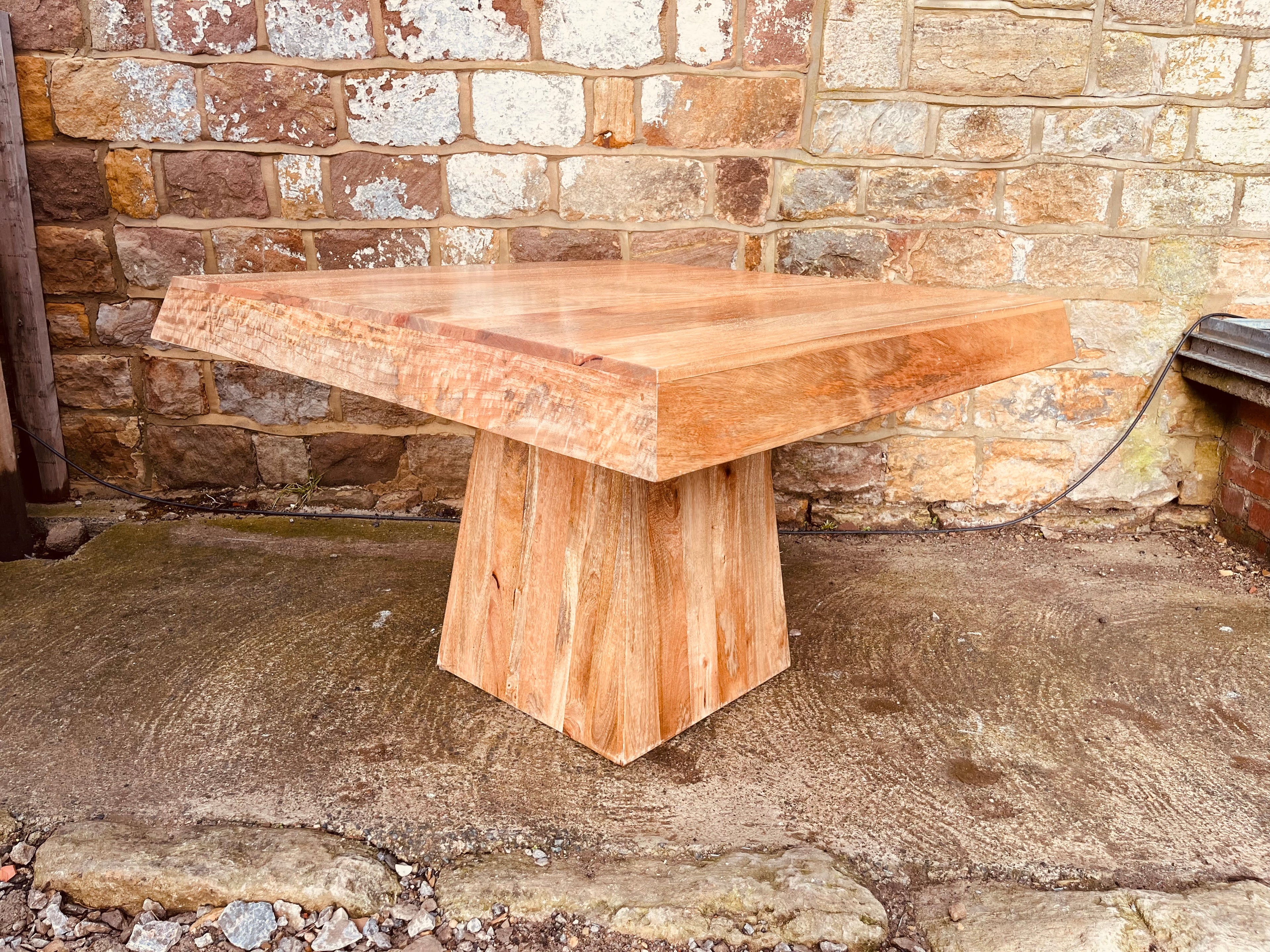 Solid Wood Pedestal Table | Handcrafted Sculptural Statement Table