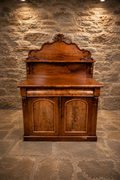 Antique Victorian Walnut Chiffonier c.1850–1870 | Walnut Side Cabinet with Carved Back