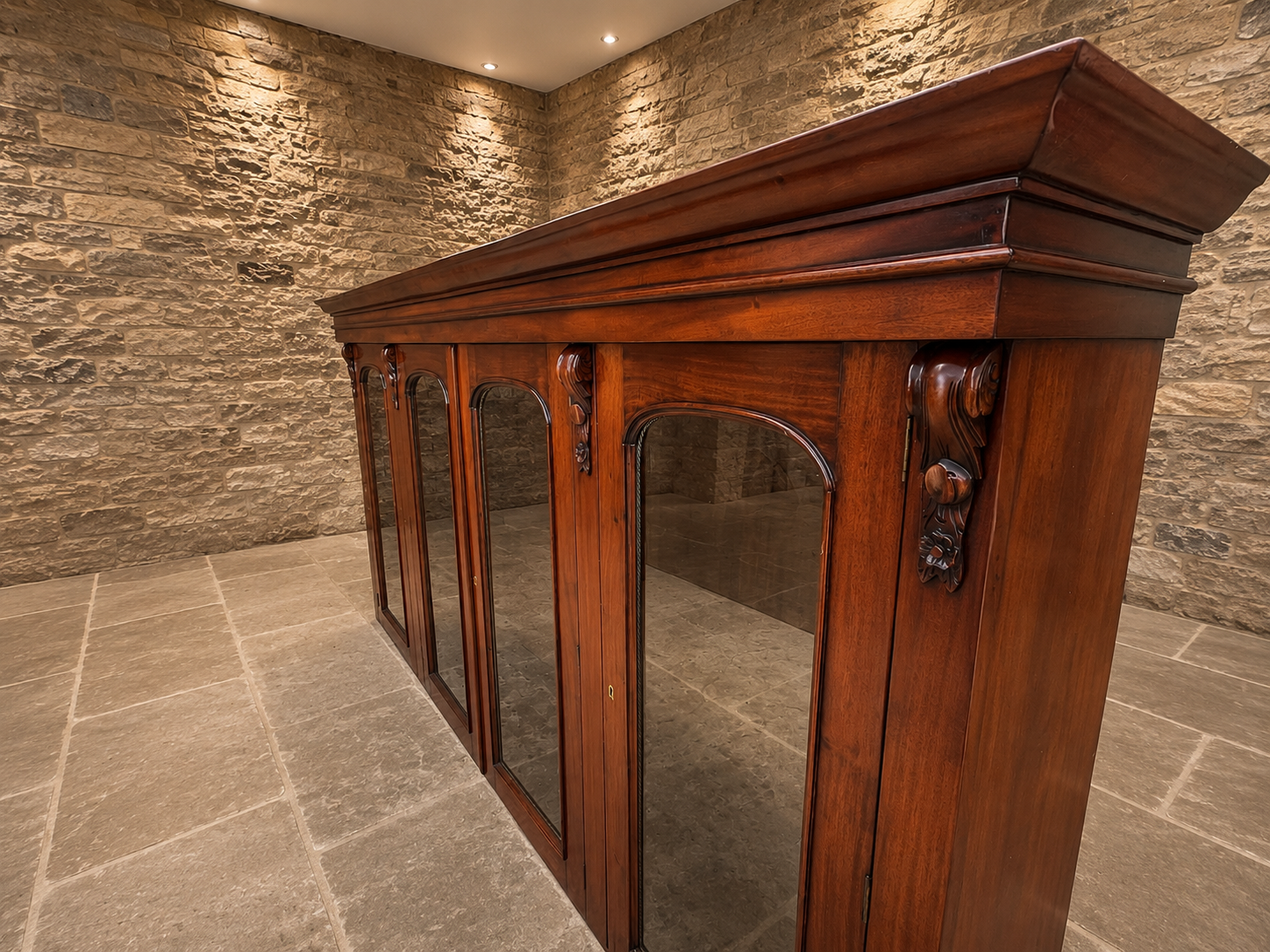 Victorian Mahogany Shop Display Cabinet Base | Antique Glazed Haberdashery Counter