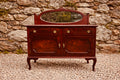 1920s Serpentine Walnut Sideboard with Mirror Back – Queen Anne Style Cabinet