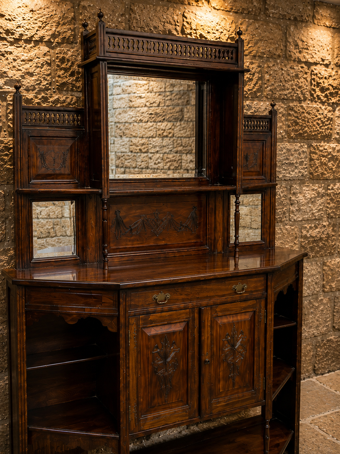 Antique Victorian Aesthetic Movement Mirrored Sideboard – Circa 1885 – Anglo-Japanese Buffet