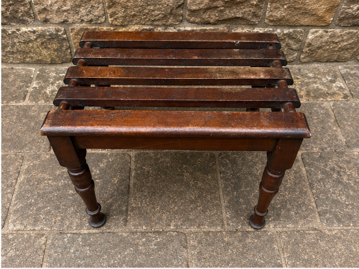Antique Mahogany Luggage Rack | Edwardian Slatted Bedroom Stool c.1900–1925