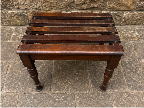 Antique Mahogany Luggage Rack | Edwardian Slatted Bedroom Stool c.1900–1925