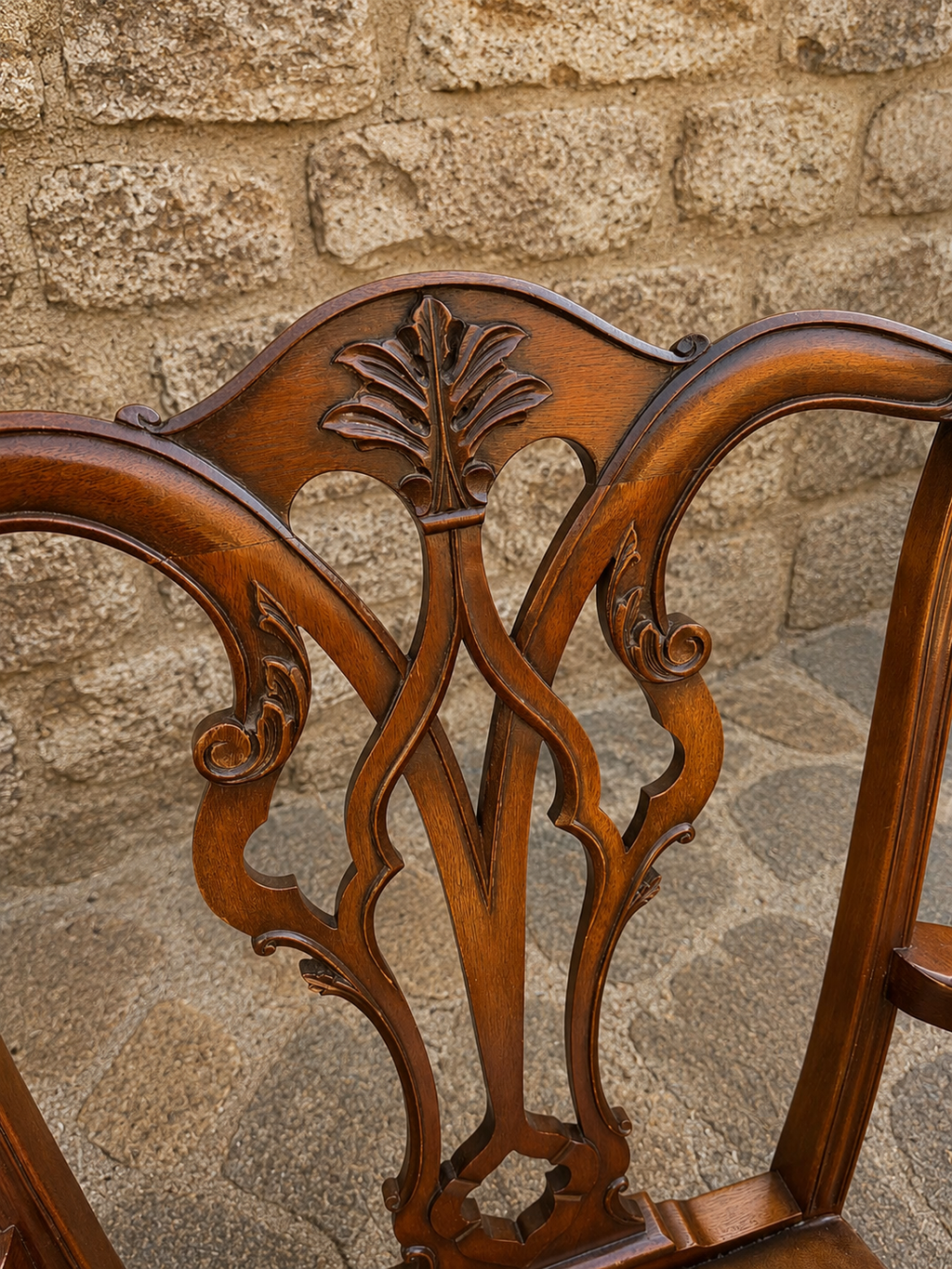 Pair of Vintage Chippendale Revival Mahogany Armchairs