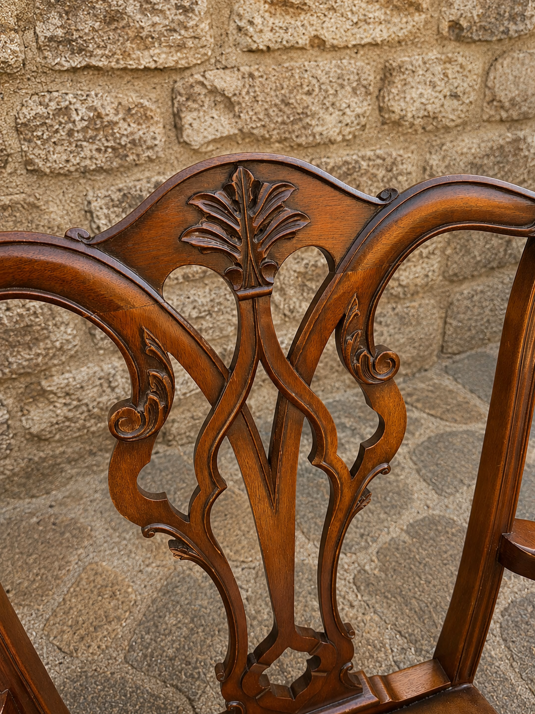 Pair of Vintage Chippendale Revival Mahogany Armchairs