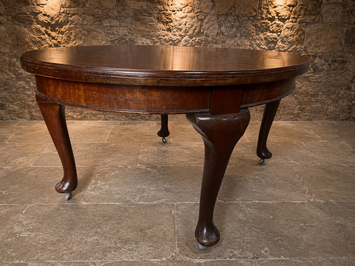Large Antique Style Georgian Mahogany Extending Dining Table | Queen Anne Oval Dining Table