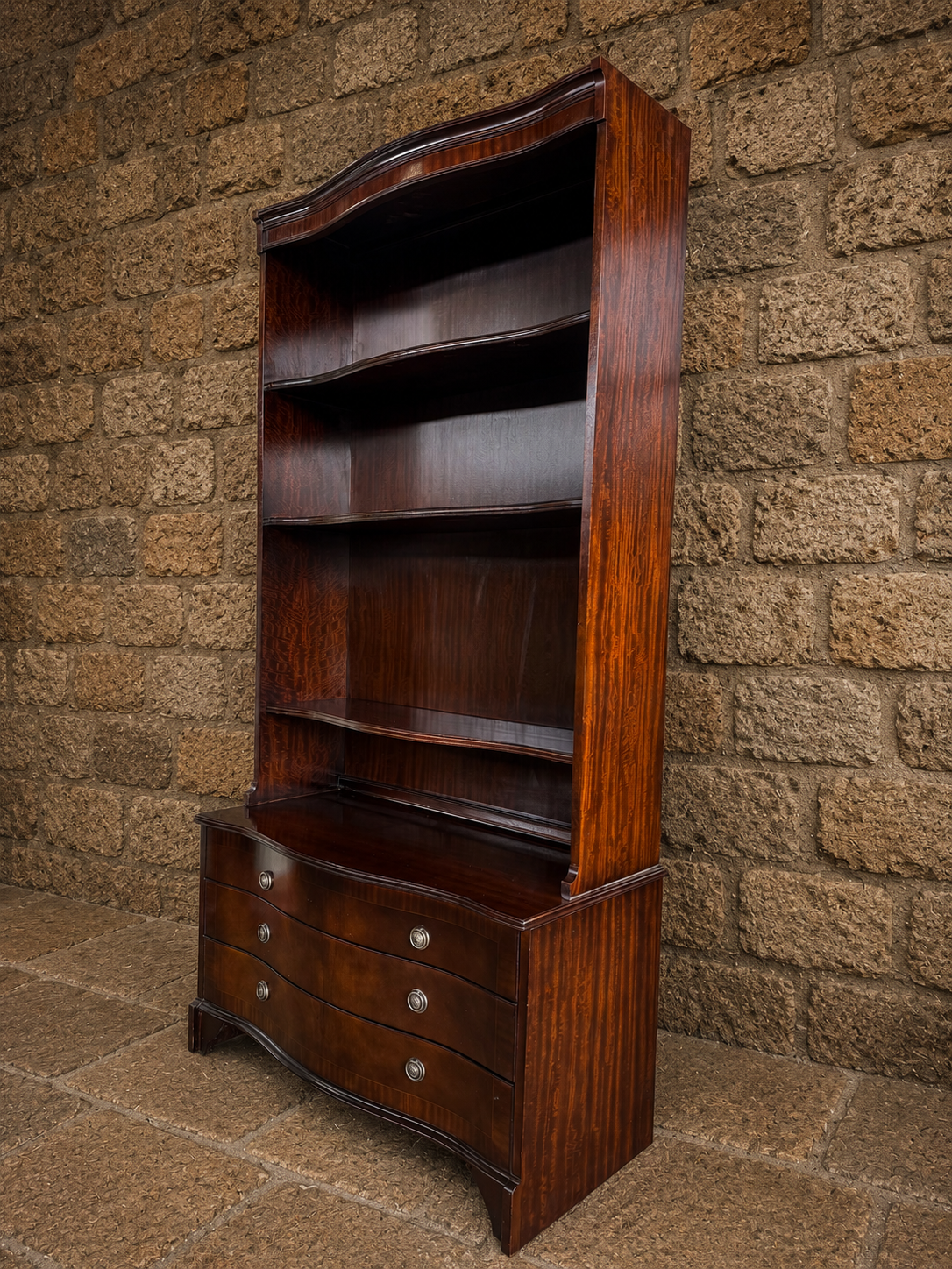 Vintage Mahogany Georgian Revival Open Bookcase