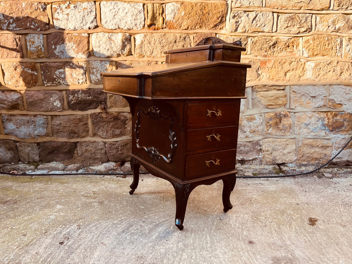 Victorian Mahogany Davenport Writing Desk – Antique Leather Top – Circa 1890