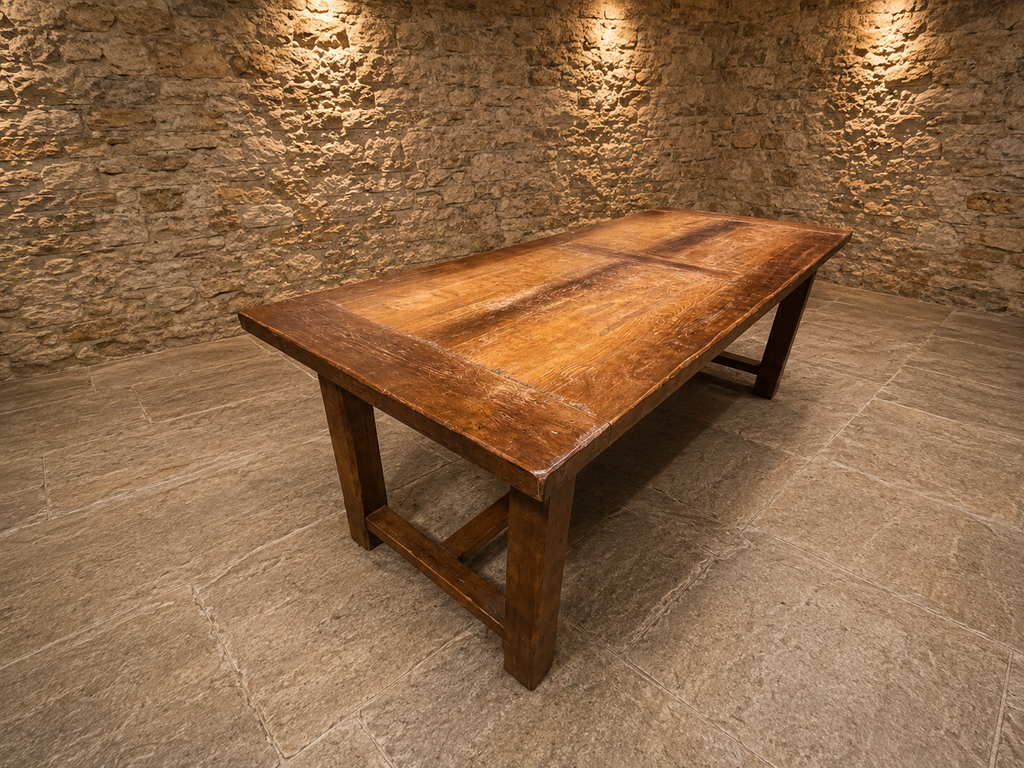 Antique Arts & Crafts Oak Refectory Dining Table – Large English Country House Table