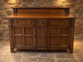 Vintage Carved Oak Sideboard – Traditional Dark Oak Two Door Storage Cabinet
