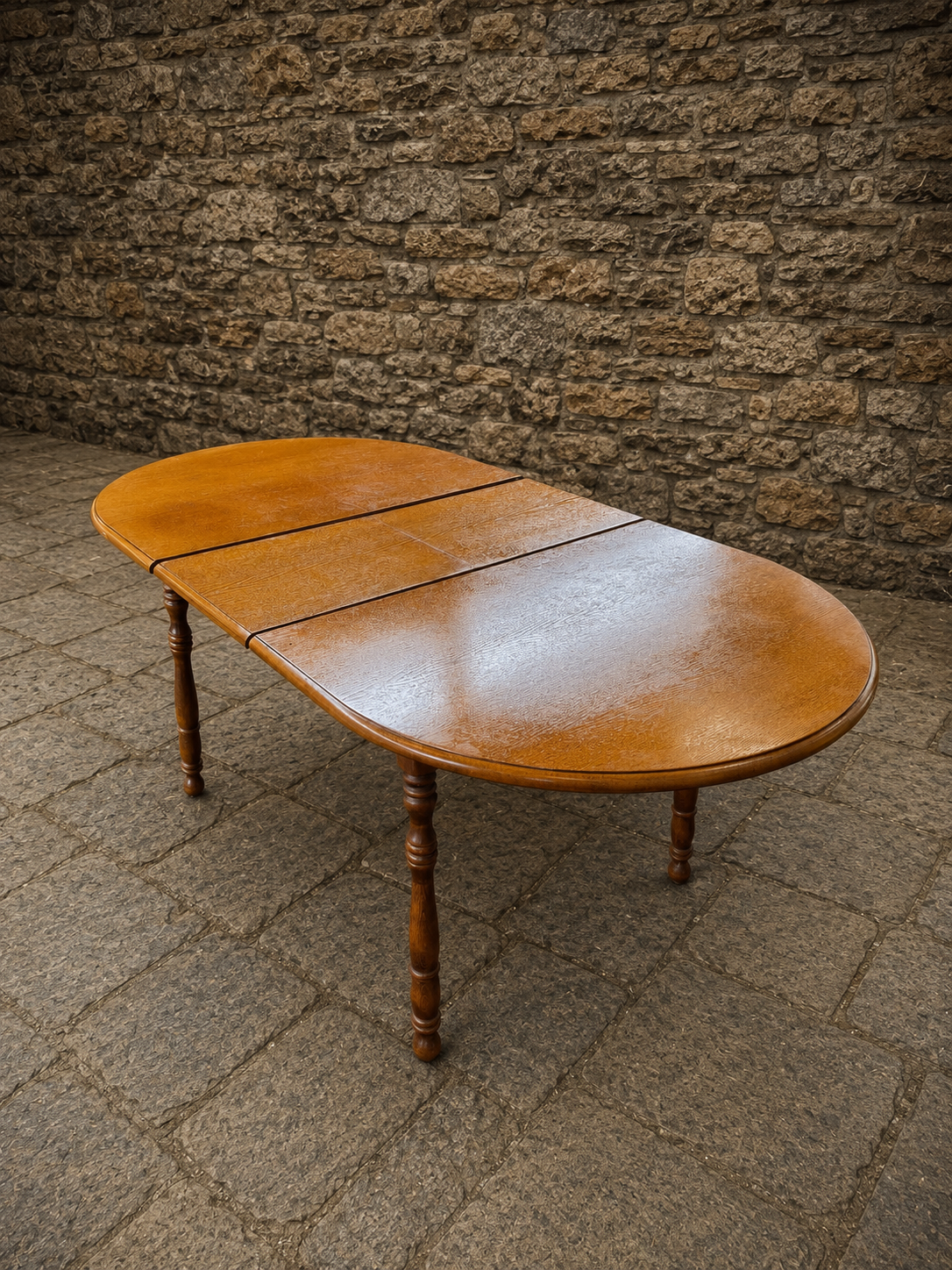 Vintage Solid Oak Extending Farmhouse Dining Table