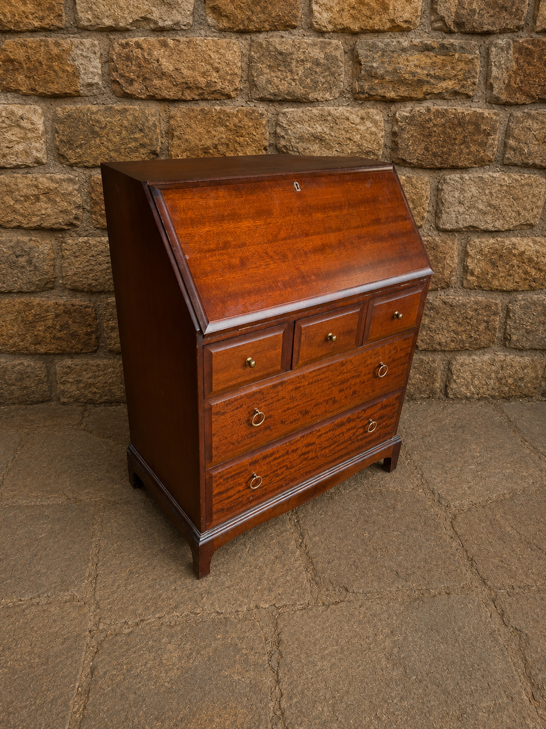 Vintage Georgian Style Mahogany Bureau Writing Desk