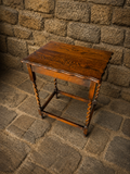 Antique Oak Barley Twist Side Table – Jacobean Revival Lamp Table