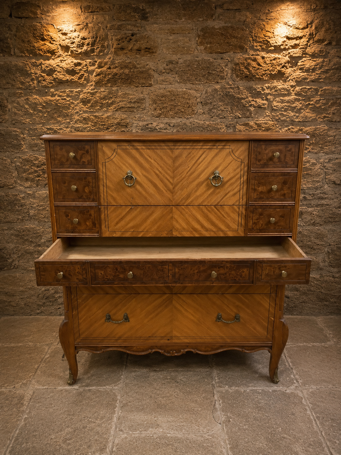 Antique French Walnut Semainier Chest of Drawers | Belle Époque Walnut Lingerie Chest | French Tallboy | Circa 1890–1910
