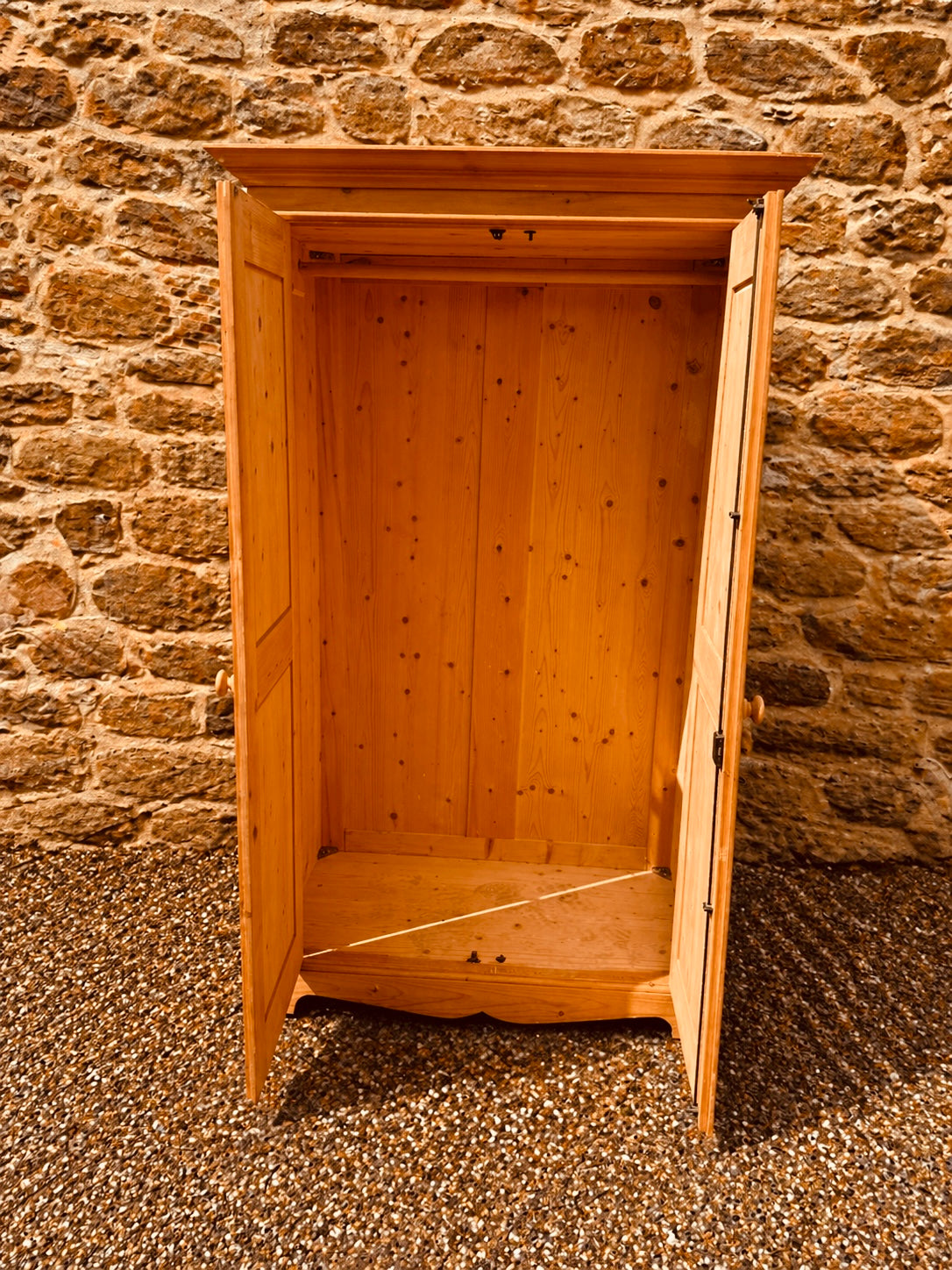 Vintage Pine Wardrobe Cupboard – Rustic Farmhouse Storage Cabinet