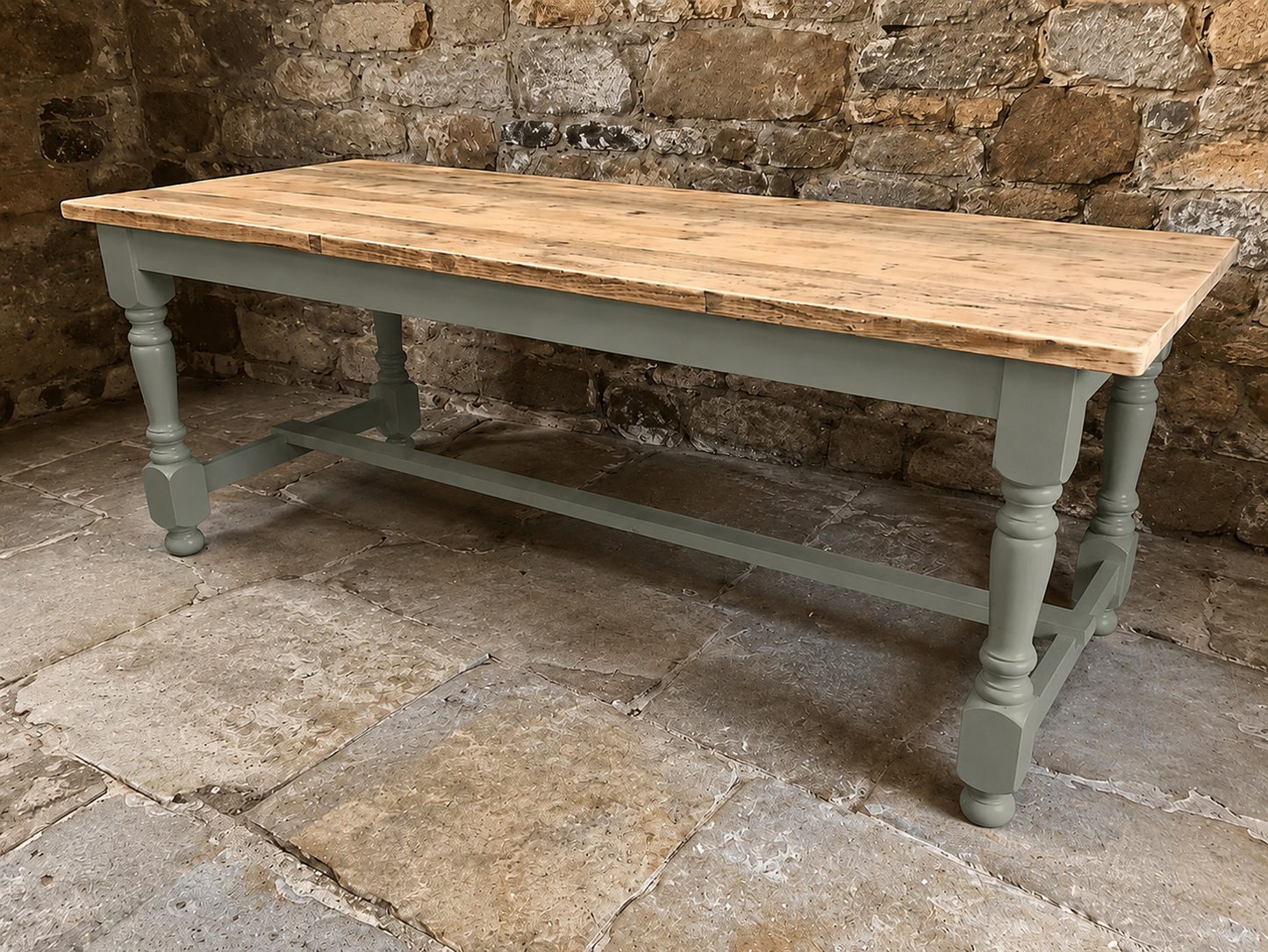 Handmade Bespoke Farmhouse Dining Table | Reclaimed Pine Top | Custom Sizes 4ft–13ft
