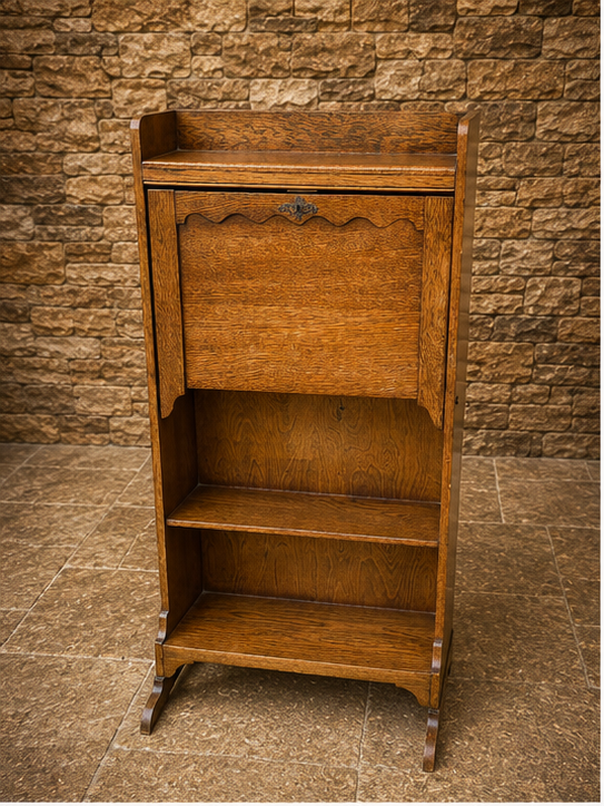Antique Arts & Crafts Oak Bureau Bookcase – Early 20th Century Writing Cabinet
