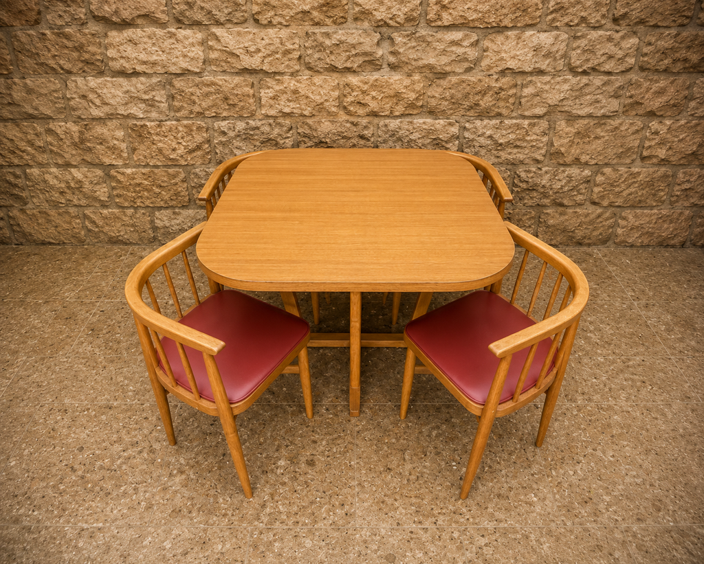 Vintage Mid Century Dining Set – Scandinavian Style Table & Four Chairs