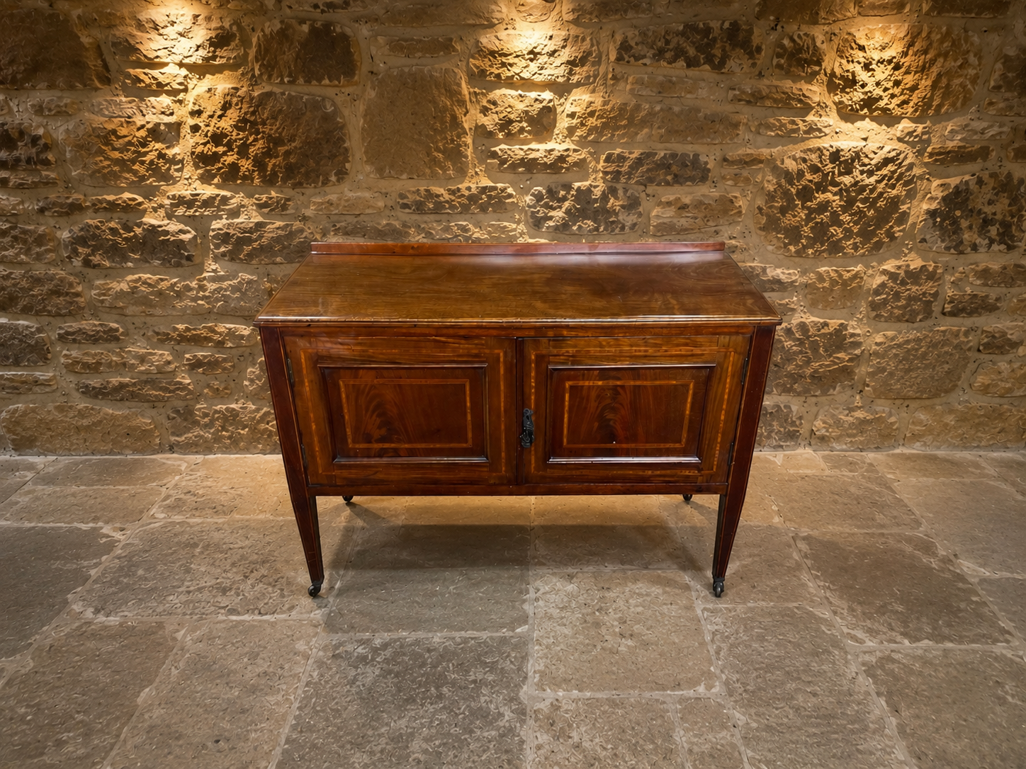 Antique Edwardian Mahogany Sideboard Cabinet with Satinwood Inlay c.1910